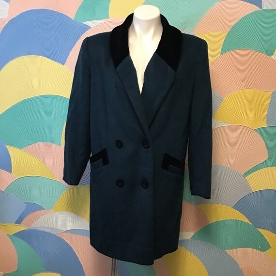 Cathy Joe vintage green trench coat Sz L - image 1