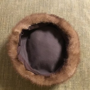 Vintage 1950s real fur mink hat one size image 4