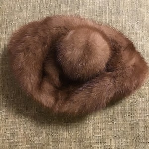 Vintage 1950s real fur mink hat one size image 5