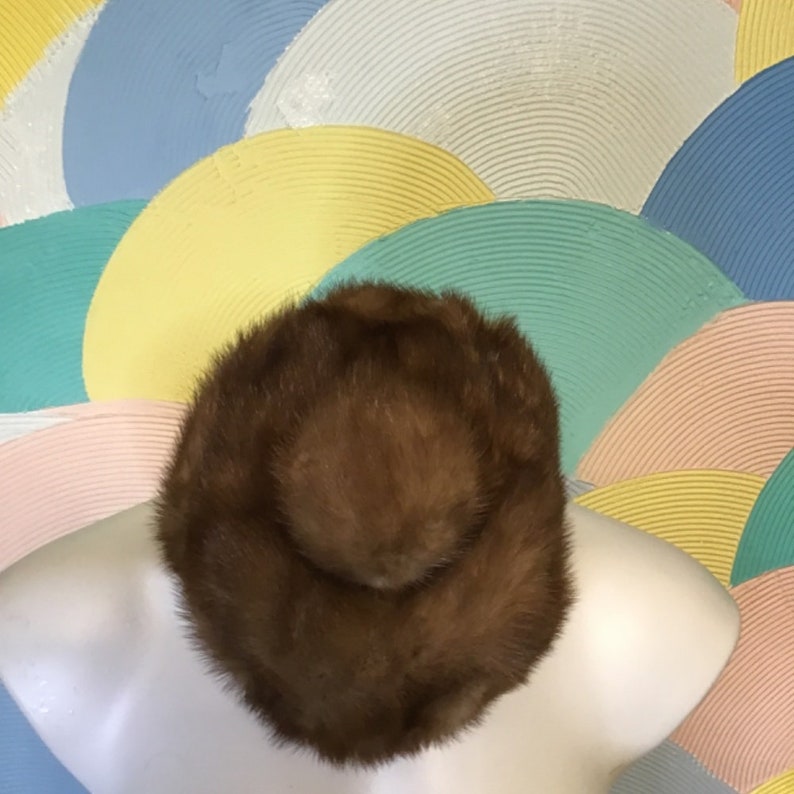 Vintage 1950s real fur mink hat one size image 2