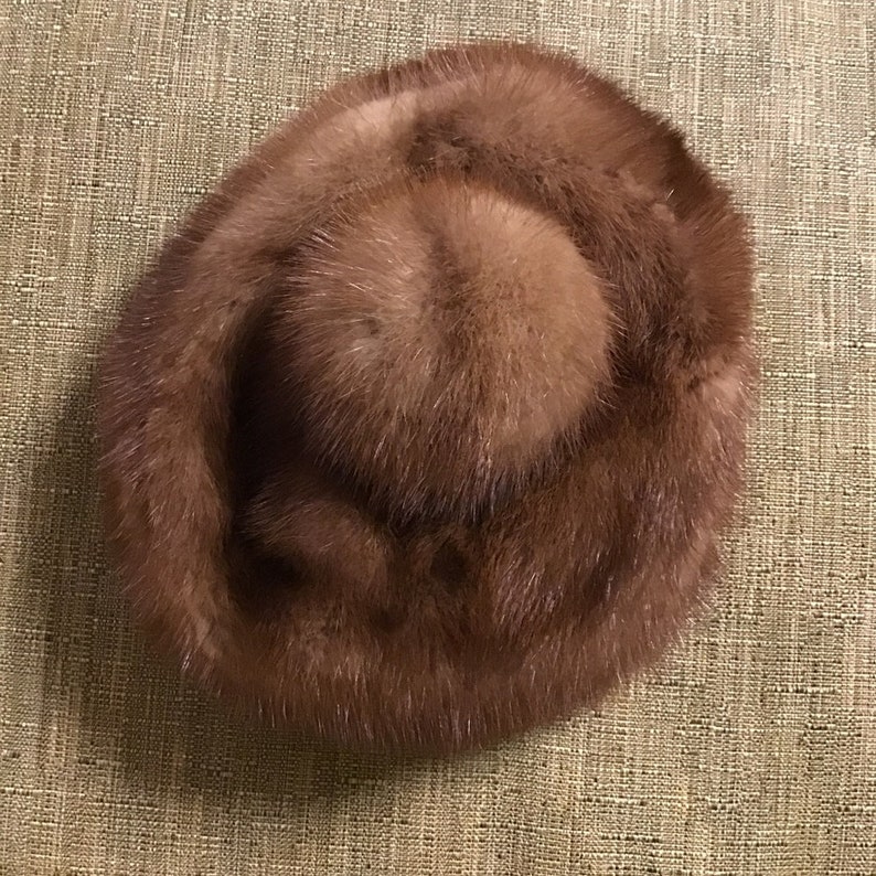 Vintage 1950s real fur mink hat one size image 3