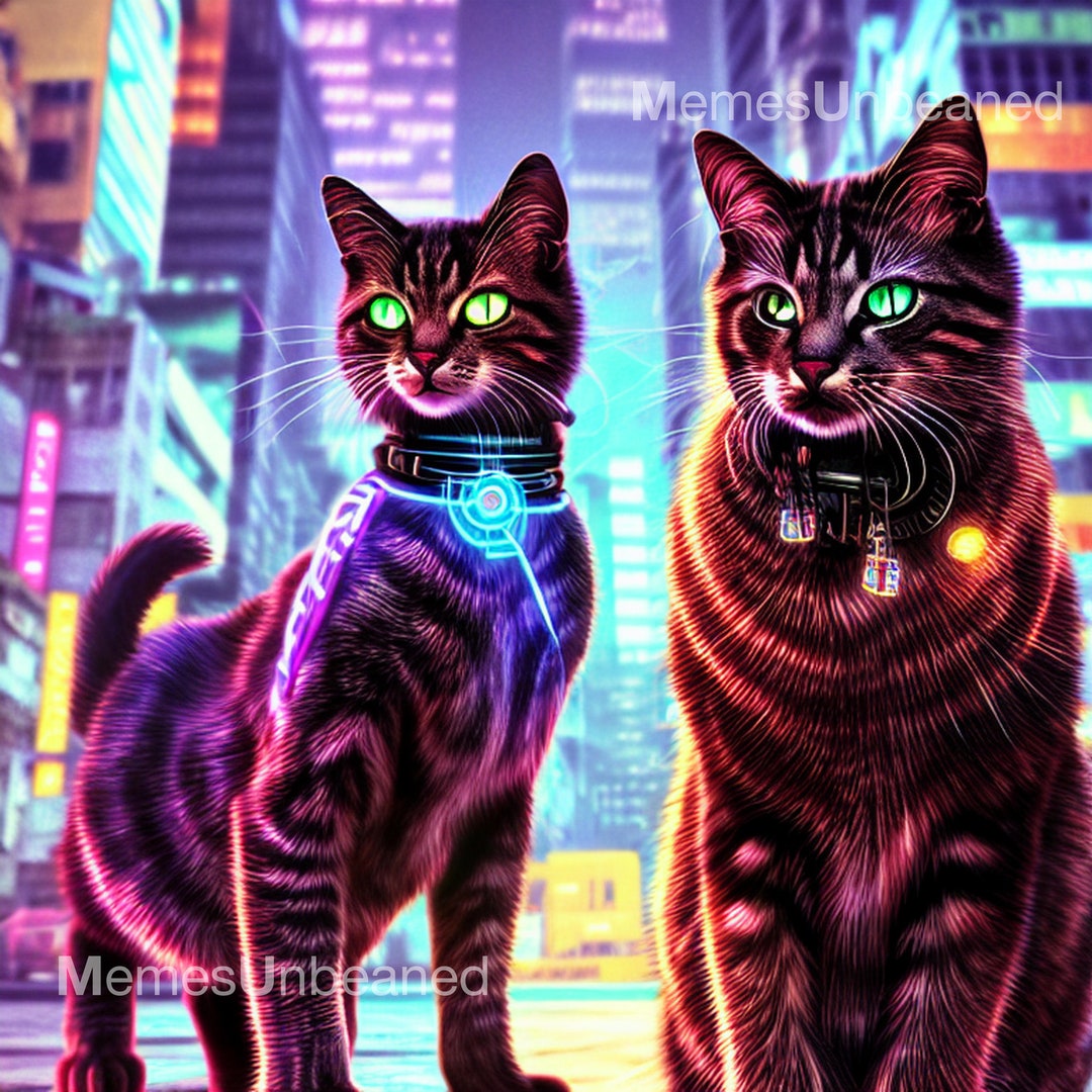 Cats of the Future - Digital Download, AI Art, Printable Wall Art, Cat ...