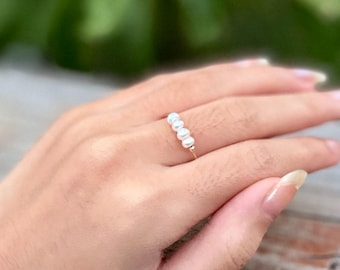 Freshwater Pearl Gold Ring, Minimalist Pearl Ring, Handcrafted Ring, Pearl Ring, Statement Rings
