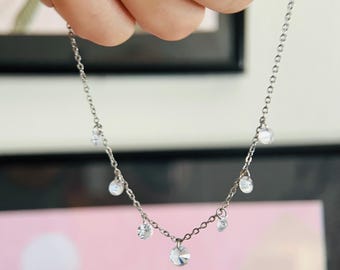 Minimalist Crystal Anklet, Handcrafted Titanium  Anklet, Waterproof Beach anklet