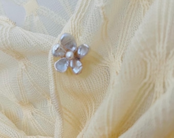 Pearl Floral Dangle Brooch - Ivory Bridal Bouquet Cascade Pearl Brooch, Hand Wired Wedding  main image 2
