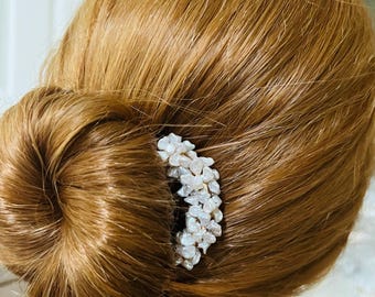 Baroque Petal  Pearl Hair Fork U Shaped Hair Pin Bridal Hair Fork Elegant Wedding Hair Stick
