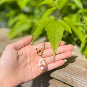 Extra-Large Purple Baroque Pearl Necklace, Freshwater Baroque Jewelry, Bold Gold Chain Baroque Pearl Necklace, OOAK Pearl
