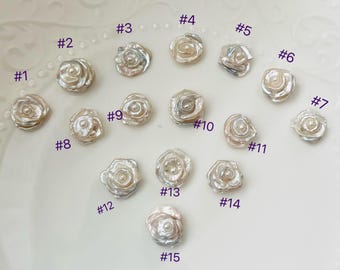 Freshwater Pearl Rose S925 Sterling Silver Statement Ring, Adjustable Baroque Pearl Flower Ring, Statement Ring, Baroque Pearl Rose Ring