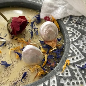 Pendientes de clip vintage de perlas barrocas, pendientes de novia con perlas gruesas en forma de botón, joyería nupcial