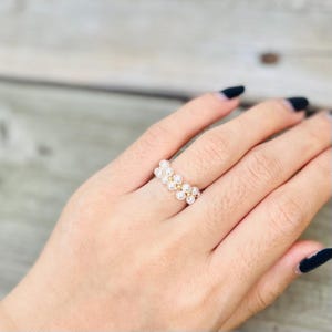 Pearl Beaded Ring, Swarovski Crystal Pearl Ring, Dainty Handmade Ring, Minimalist Bridesmaid Jewelry, Elegant Gift for Her