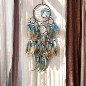 Turquoise Dreamcatcher Tree of Life Dream Catcher Handmade Boho Decor for Kids Authentic Feather Blue Dreamcatcher Bild 2
