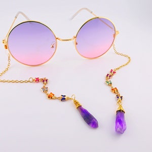 Glasses Dangle Chain Amethyst Sunglasses Butterfly  display picture 3
