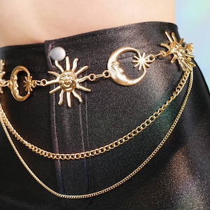 Sun Moon Waist Chain | Gold Moon Belt Sun Boho Festival