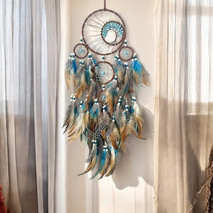 Turquoise Dreamcatcher Tree of Life Dream Catcher Handmade Boho Decor for Kids Authentic Feather Blue Dreamcatcher Bild 8