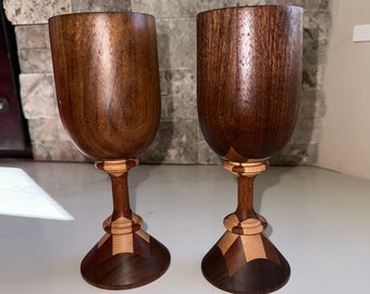 Copas de madera tallada, nogal, caoba, arce, vasija de madera, vasos para tostar, copas de madera torneadas