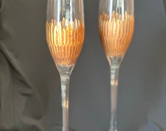 Marchesa by Lenox Champagne toasting glasses, gold flute set of two