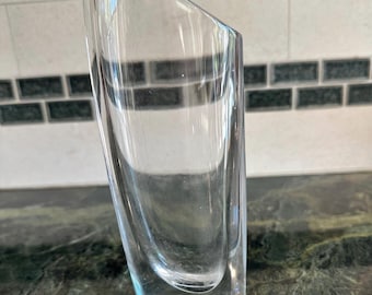 Nambe Butterfly Glass Crystal Bud Vase 8.5” tall, small vase