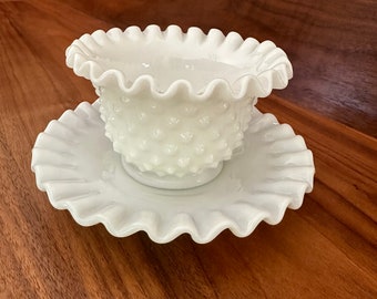 ヴィンテージ フェントン ミルクガラス ホワイト ホブネイル 調味料