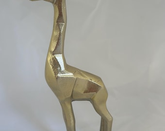 Contemporary Metal Gold Aluminum Geometric Giraffe Decor, 15” tall, African Safari Animal