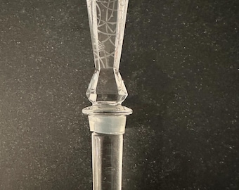 Lalique Fine Crystal Blackberry Etched Bottle Stopper, Bouchon Universel Mures, 5.75”