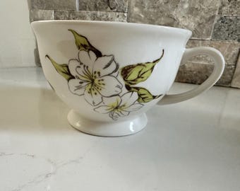 Taza/taza de estudio de mariposas de Anthropologie con diseño floral de azaleas blancas, de porcelana, apta para lavavajillas y microondas, 14 oz, taza para café/té, taza para sopa