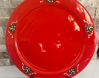 Vintage Waechtersbach Christmas Plate, Platter or Charger, Red Christmas Tree Pattern, 12” Made in Germany