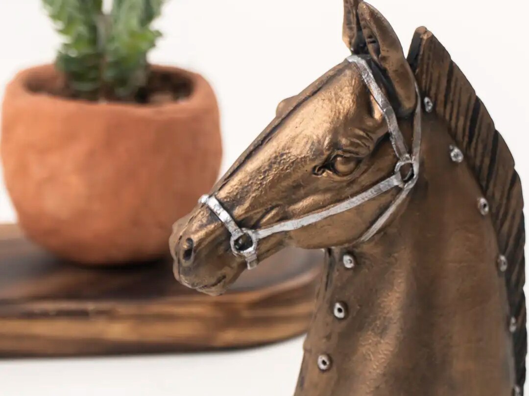 Decorative Gold Horse Statue Handcrafted Sculpture 18x12 Etsy