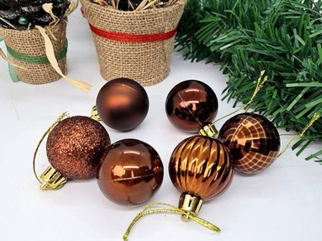 Set of 24 Chocolate Christmas Tree Ornaments Matte Shiny Etsy
