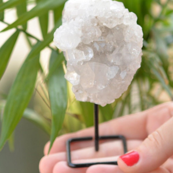 Apophyllite Stone Cluster - with Metal Stand