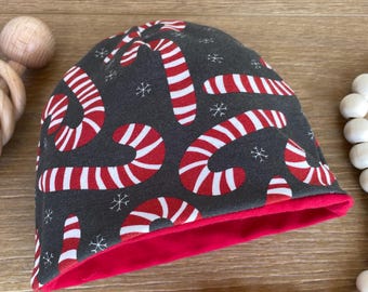 Infant Hat, Candy Cane Baby Beanie, Newborn Beanie, Boutique Baby Gift, Stretchy Baby Hat, Oeko-Tex Certified European Cotton Spandex