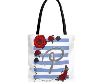 Rose Bud Letter P Tote Bag