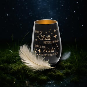 Tealight holder • Mourning light • Memorial light • Grave light • Crystal glass • Black-gold/silver/bronze • White-gold/silver/bronze • Silent Light