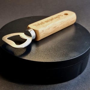 Bottle opener - wooden handle - cap lifter - with engraving &quot;Totally underhopped&quot;
