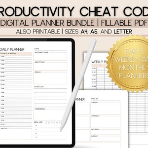 Daily Planner Printable, Productivity Planner, ADHD Planner, Printable Calendar, Undated Weekly Planner, Todo List, Habit Tracker Printable