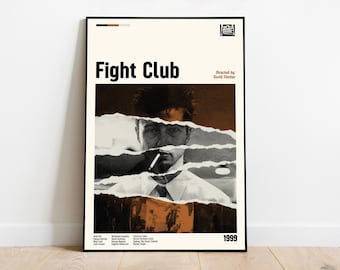 Fight Club Movie Poster, Midcentury Modern, Minimalist Print, Vintage Wall Art, Gift For Him
