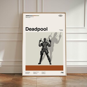 Deadpool Movie Poster, Marvel Hero Deadpool, Midcentury Modern Art, Minimalist Print, Vintage Wall Decor image 2