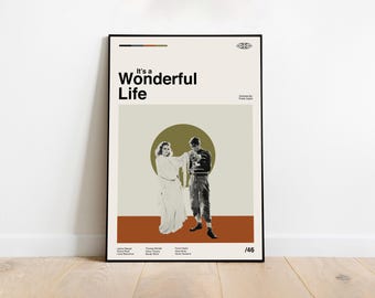 It's a Wonderful-Life Movie Poster, Midcentury Modern Art, Minimalist Print, Vintage Wall Art