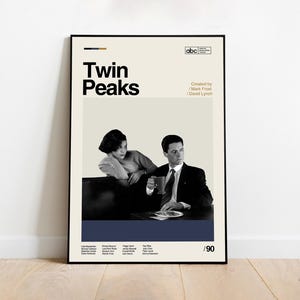 Twin Peaks TV-serieaffisch, Mid Century Modern, retrofilmtryck, vintage väggkonst