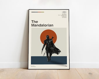 The Mandalorian Tv Series Poster, Mid Century Modern, Retro Movie Print, Vintage Wall Art