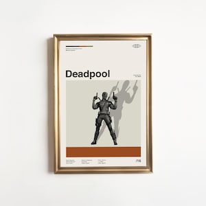 Deadpool Movie Poster, Marvel Hero Deadpool, Midcentury Modern Art, Minimalist Print, Vintage Wall Decor image 3