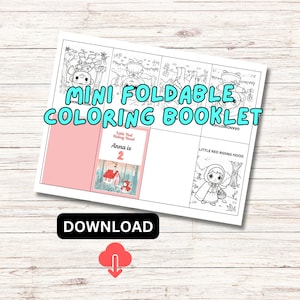 Mini Foldable Coloring Book: Little Red Riding Hood Party Favor (Digital Download)