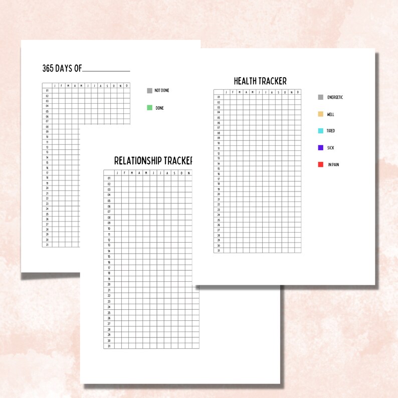 Yearly Trackers Bullet Journal Pages Printable Bundle - Etsy
