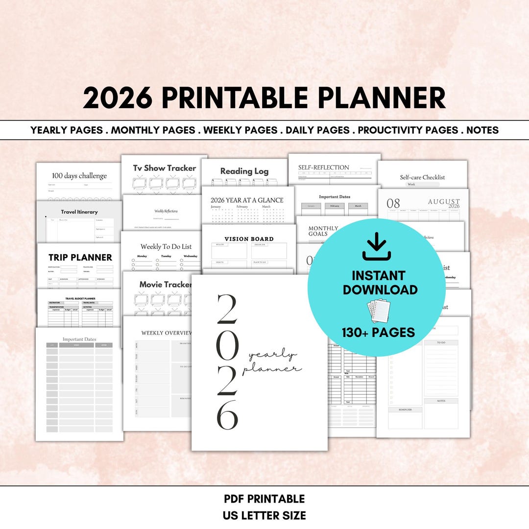 2026 Printable Planner, Daily Weekly Monthly Planner, Personal Planner ...