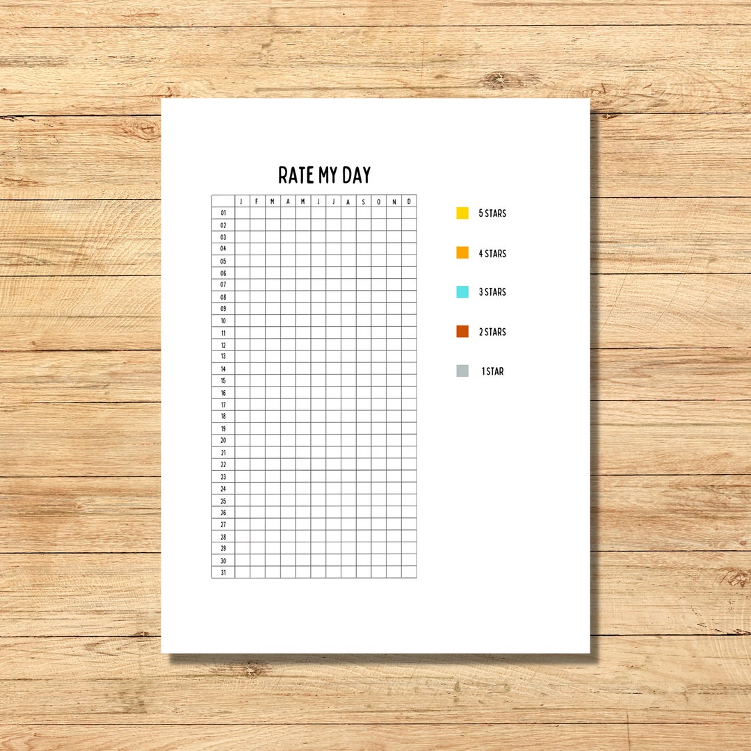 Rate My Day Habit Tracker Bullet Journal Colouring Worksheet - Etsy