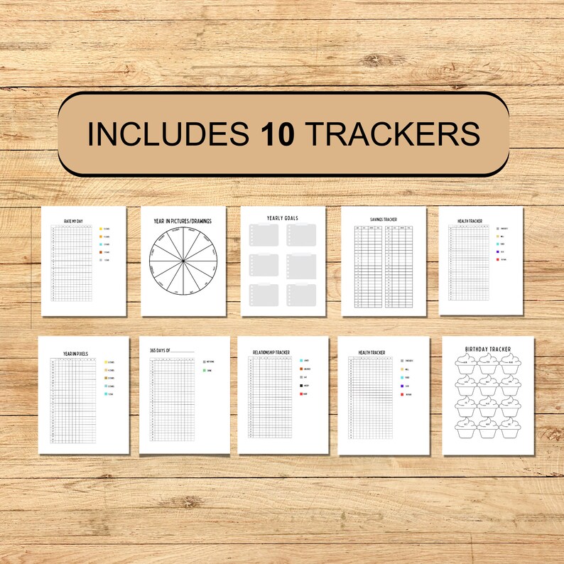 Yearly Trackers Bullet Journal Pages Printable Bundle - Etsy