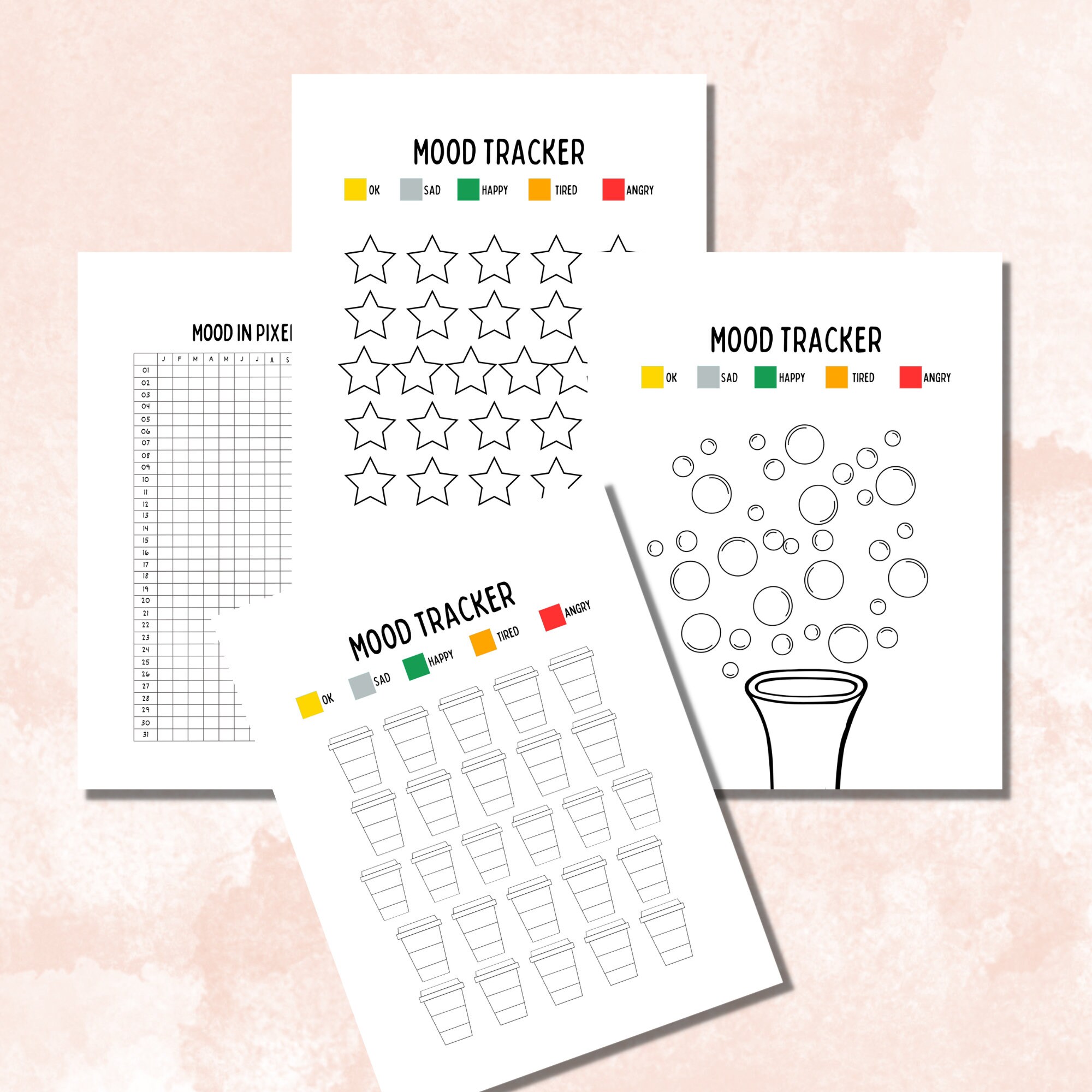 Mood Tracker Bundle Bullet Journal Printable Pages Value Pack - Etsy