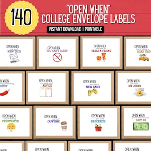 Open When Envelopes College Gifts, Open When Printable Cards, College Care Package, Open When Letters, Going Away Gifts for College Student