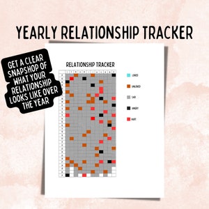 Relatietracker, digitale tracker, afdrukbare tracker, gelukslogboek, stemmingsgrafiek, stemmingstracker, geestelijke gezondheid, logboek geestelijke gezondheid