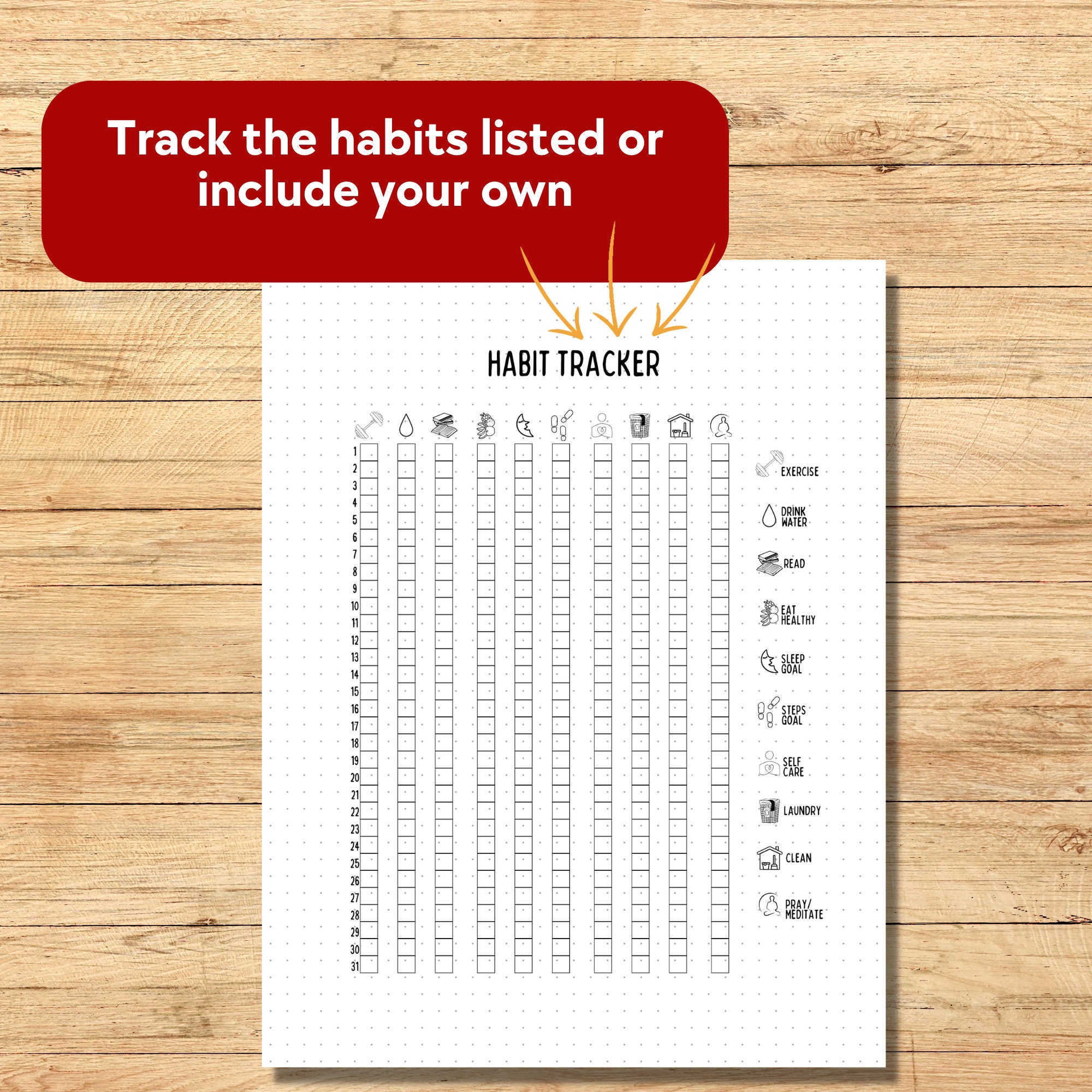 Habit Tracker Bullet Journal Printable Page - Etsy