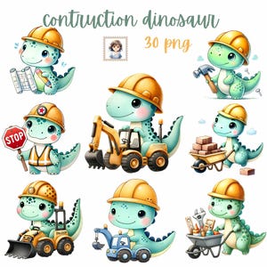Niedliches Dinosaurier Clipart Set | 30 PNG Illustrationen | Projekte für Kinder | Party Dekor | Kunst lernen | Kommerzielle Nutzung